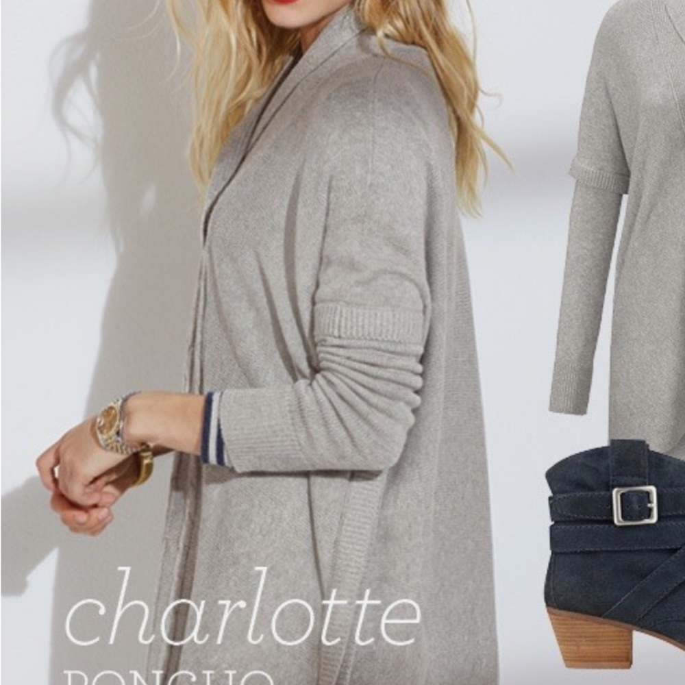 CABI Charlotte Gray Poncho Sweater Size S #3303